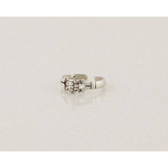 Sterling Silver Turtle Toe Ring Size 4 1/4 Adjustable - Picture 2 of 4